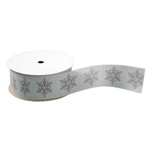 Silver Faux Glitter Snowflakes Grosgrain Ribbon