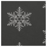 Silver Faux Glitter Snowflakes on Black Fabric