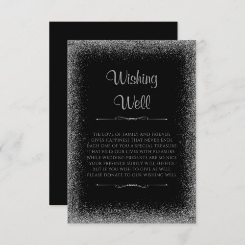 Silver Faux Glitter Wedding Wishing Well Enclosure Card