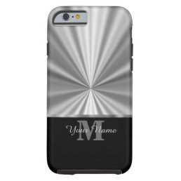 Silver faux metallic black monogram tough iPhone 6 case