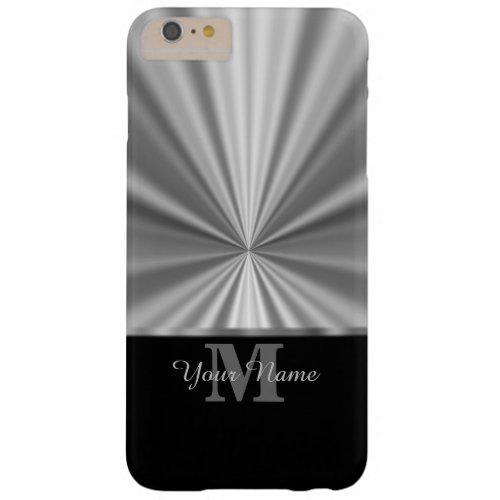 Silver faux metallic black monogram barely there iPhone 6 plus case