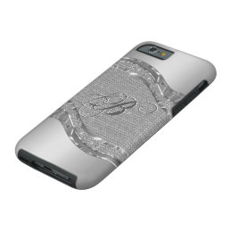 Silver Faux Metallic Look With Diamonds Pattern 2 Tough iPhone 6 Case