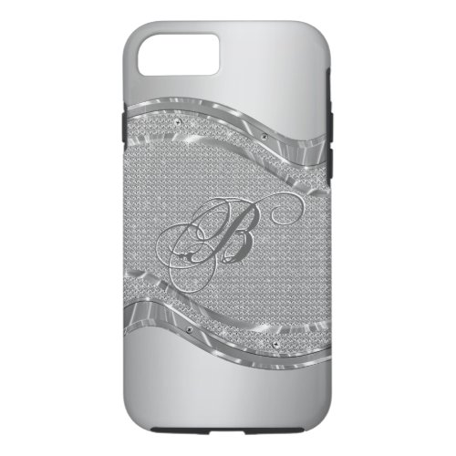 Silver Faux Metallic Look With Diamonds Pattern 2 iPhone 87 Case