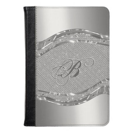 Silver Faux Metallic Look With Diamonds Pattern Kindle Case