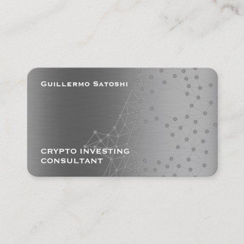 Silver faux metallic texture crypto  business card