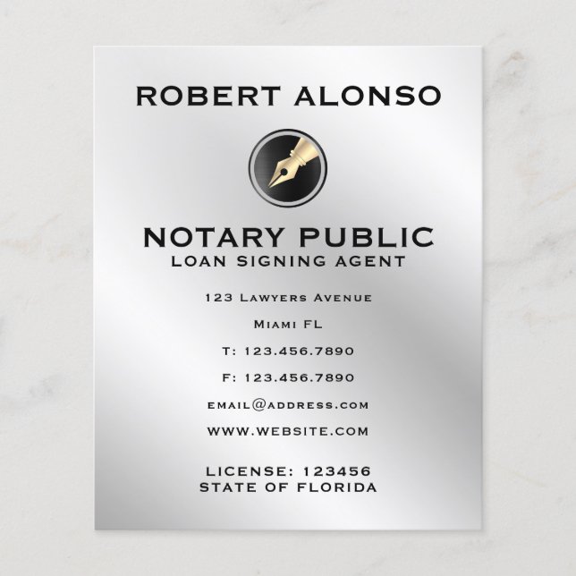 Silver faux metallic texture surface with logo flyer (Front)