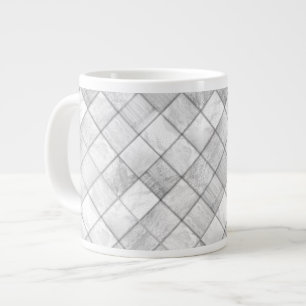 Silver Faux Patchwork Quilting Pattern Giant Coffee Mug