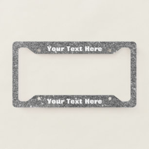 Silver Faux Sparkle Custom Message License Plate License Plate Frame