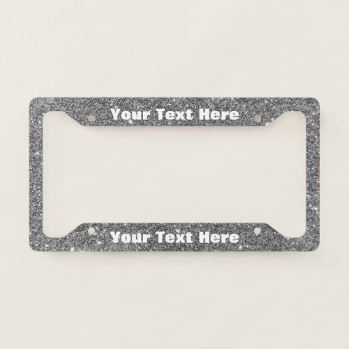 Silver Faux Sparkle Custom Message License Plate License Plate Frame