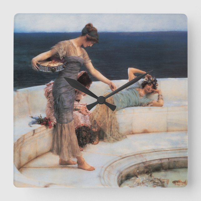Silver Favorites by Lawrence Alma-Tadema Square Wall Clock (Front)