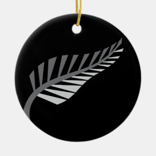 Silver Fern Awesome New Zealand image Ceramic Ornament