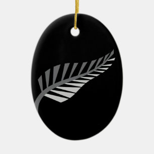 Silver Fern Awesome New Zealand image Ceramic Ornament