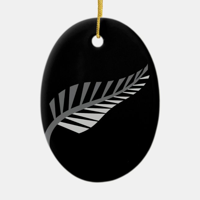 Silver Fern Awesome New Zealand image Ceramic Ornament (Front)