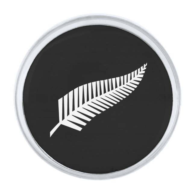 Silver fern flag (NZ) Finish Lapel Pin (Front)