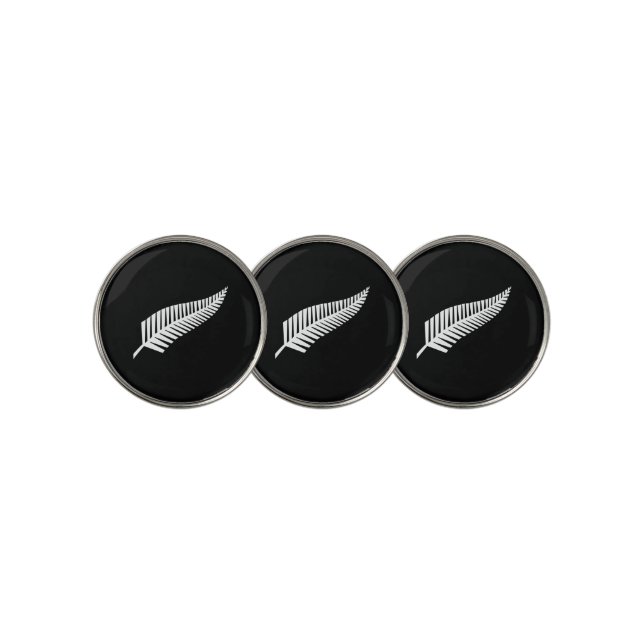 Silver fern flag (NZ) Golf Ball Marker (3 Up)