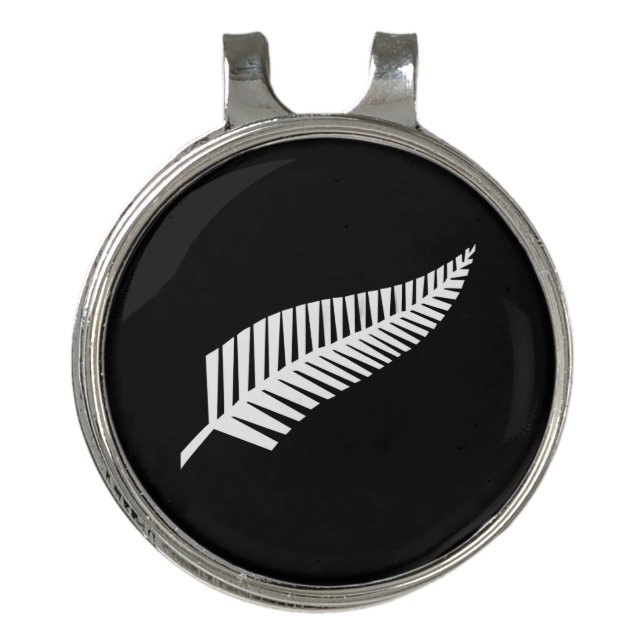 Silver fern flag (NZ) Golf Hat Clip (Front)