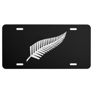 Silver fern flag (NZ) License Plate