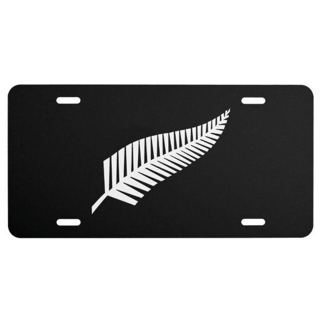 Silver fern flag (NZ) License Plate (Front)