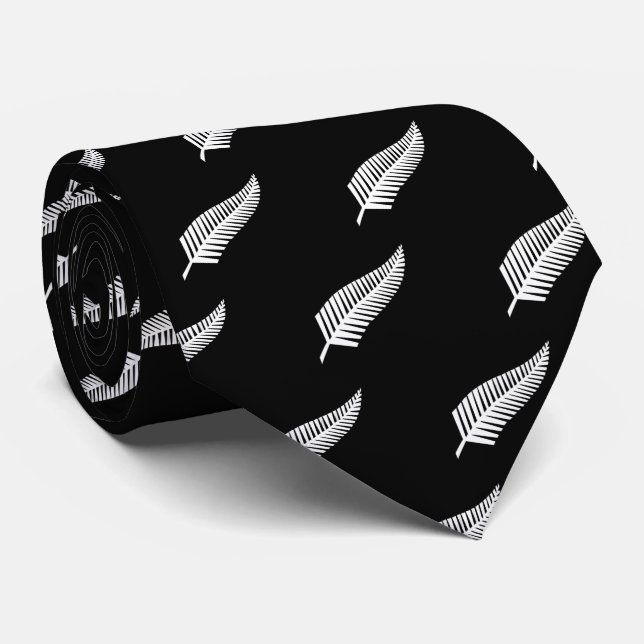 Silver fern flag (NZ) Neck Tie (Rolled)