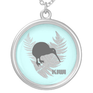 Silver Fern Kiwi Necklace