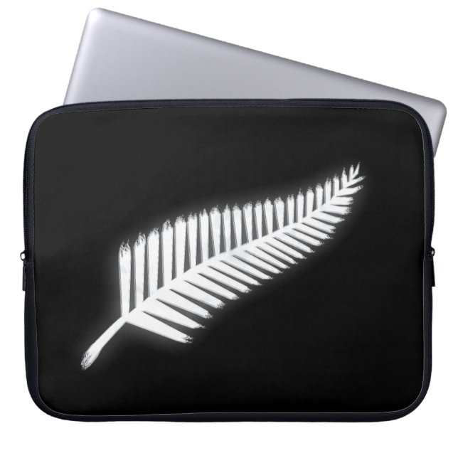 Silver Fern NZ Emblem for Patriotic Kiwis Laptop Sleeve (Front)