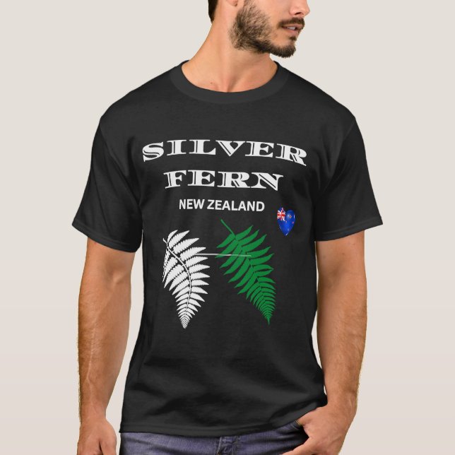 Silver Fern of New Zealand New Zealand flag Kiwi L T-Shirt (Front)