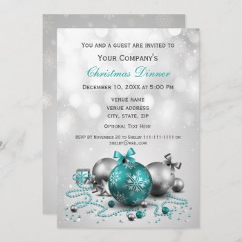 Silver Festive Corporate Christmas Party Invite by XmasMall at Zazzle