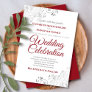 Silver Filigree Elegant Simple Red & White Wedding Invitation