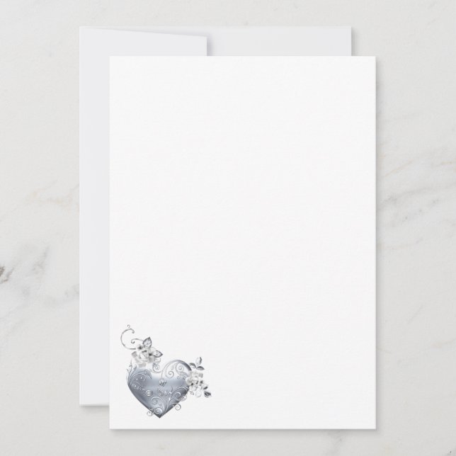 Silver Filigree Heart & White Roses (Front)