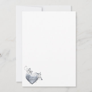 Silver Filigree Heart & White Roses