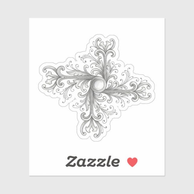 Silver Filigree Pearl Quatrefoil Sticker (Sheet)
