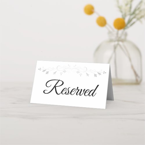 Silver Filigree Simple Elegant Wedding Reserved Place Card