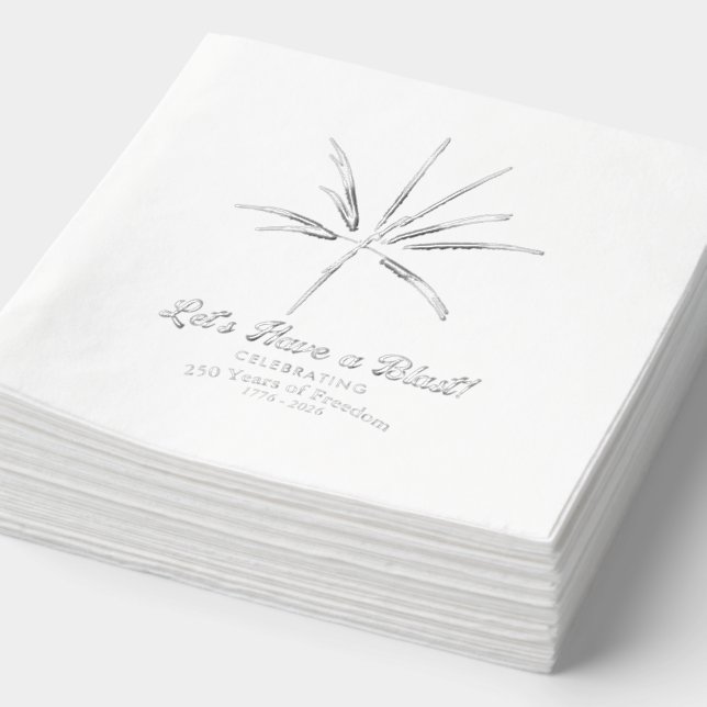 Silver Fireworks 250 Anniversary 4th of July Foil Napkins (Detail)