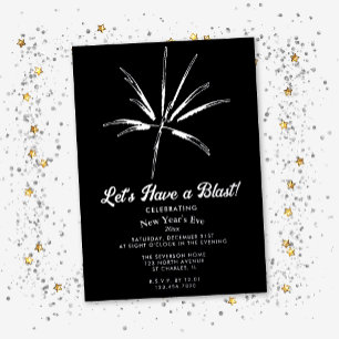 Silver Fireworks New Year's Eve Party Foil Invitation