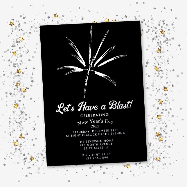 Silver Fireworks New Year's Eve Party Foil Invitation (Creator Uploaded)