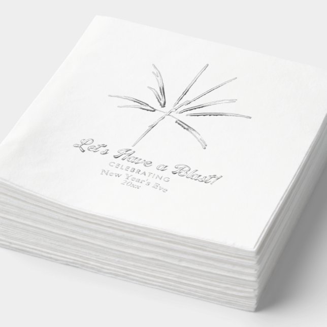 Silver Fireworks New Year's Eve Party Foil Napkins (Detail)