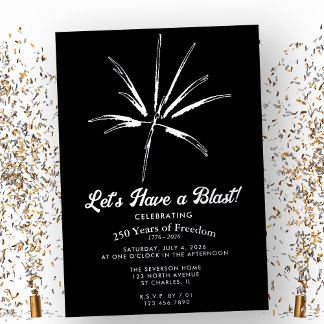 Silver Fireworks Sestercentennial 4th of July Foil Invitation