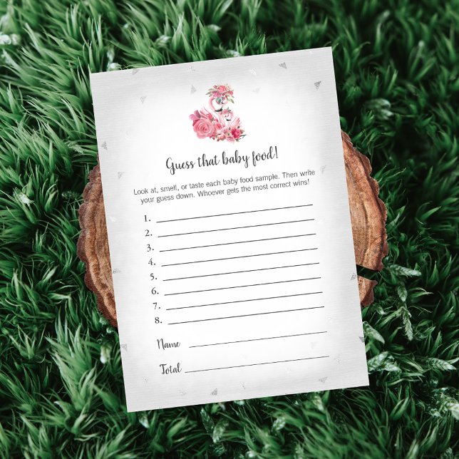 Silver Flamingo Ballerina Guess The Baby Food Game Invitation (Creator Uploaded)