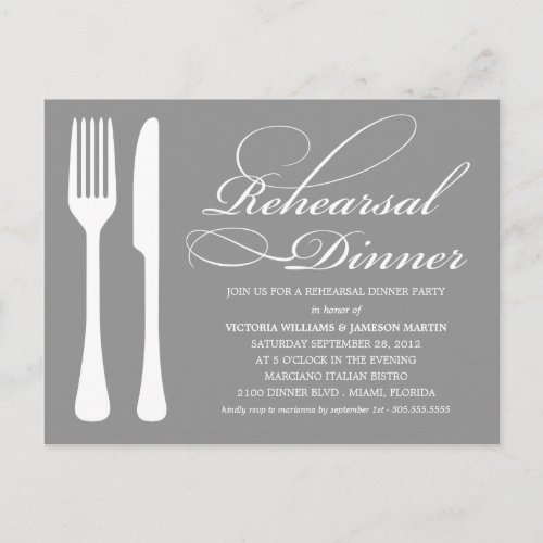 SILVER FLATWARE  REHEARSAL DINNER INVITE