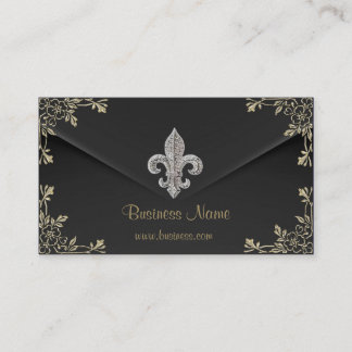 Silver fleur de lis business card 2