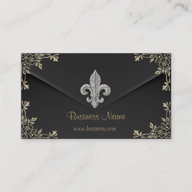 Silver fleur de lis business card 2 (Front)
