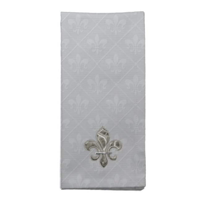 Silver Fleur de Lis Cloth Napkins (Folded)