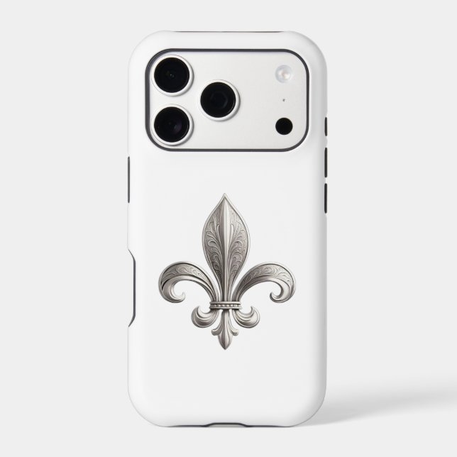 Silver Fleur De Lis Iphone Case (Back)