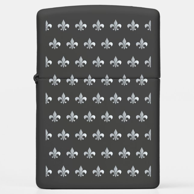 Silver Fleur De Lis pattern Zippo Lighter (Front)