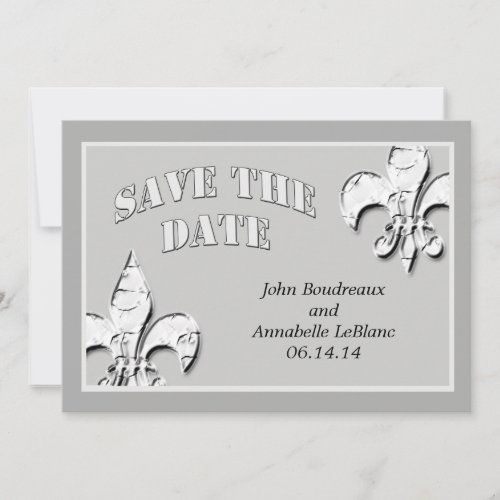 Silver Fleur de Lis Save the Date Cards