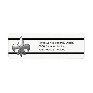 Silver Fleur de Lis with Black Stripes Label