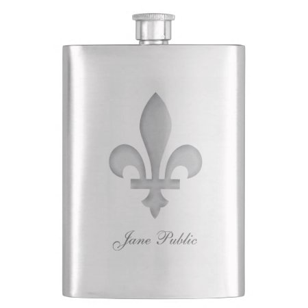 Silver Fleur-de-lys Personalized Premium Flask