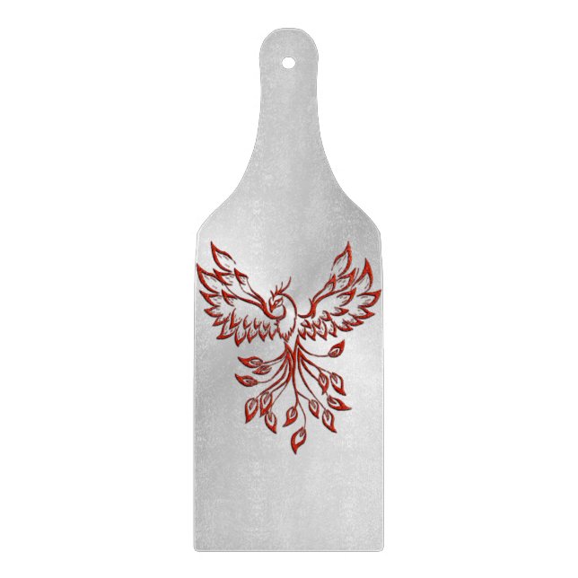 Silver Flight of A Phoenix Glass Cutting Board (Front)