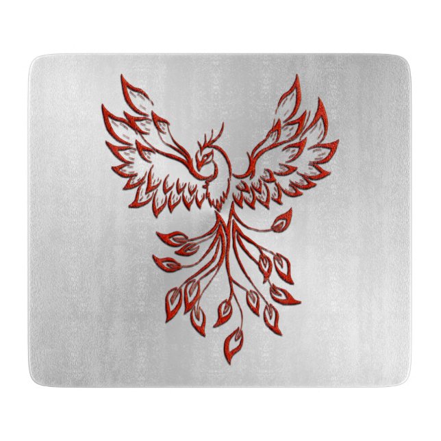 Silver Flight of A Phoenix Glass Cutting Board (Front)