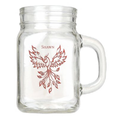 Silver Flight of A Phoenix Personalized Mason Jar